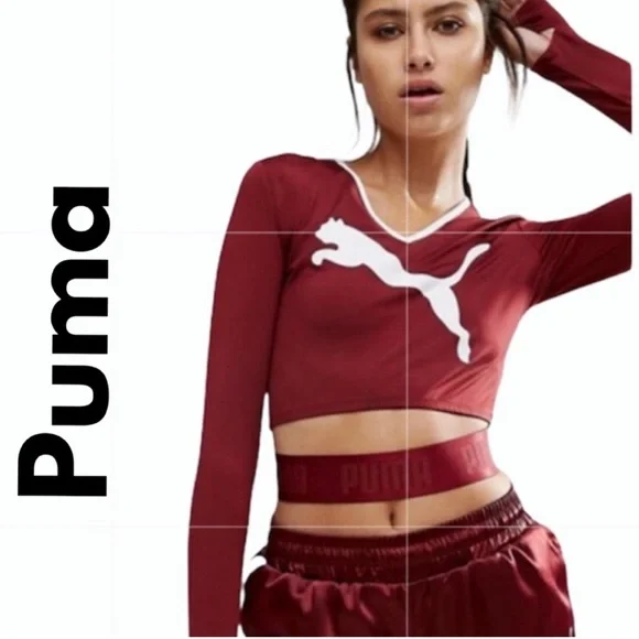 Puma Burgundy crop top - XS - Picture 2 of 13